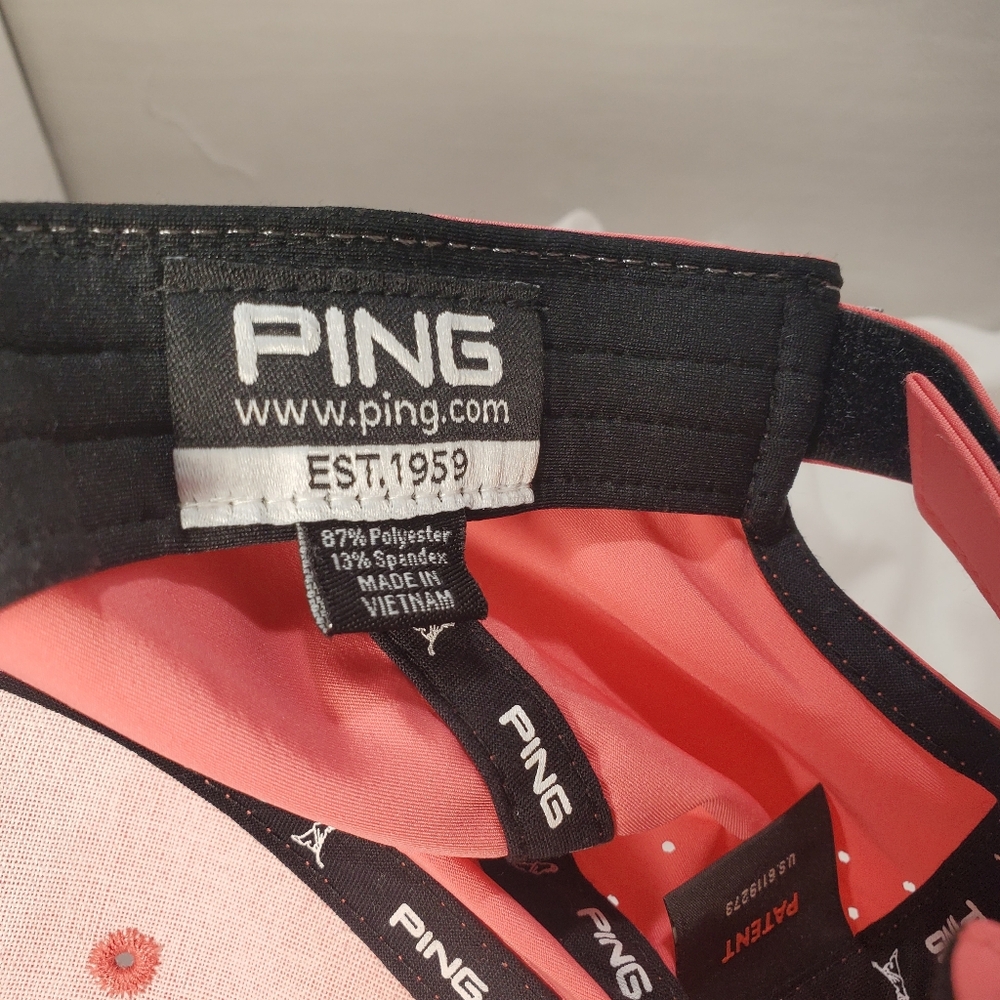 Ping Flexfit Pink Womens Golf Hat Spellout Osfm Small Stains Polyester Spandex - Picture 10 of 14
